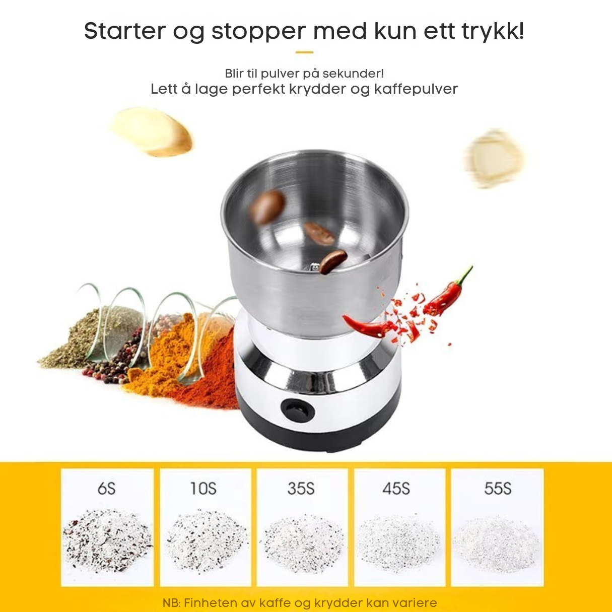 Allsidig og effektivt elektrisk kvern