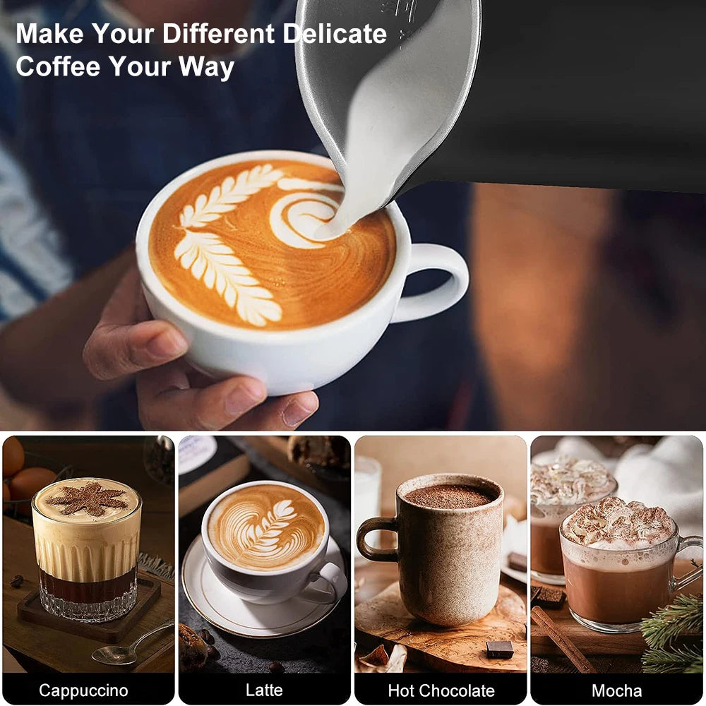 Elektrisk melkeskummer for kaffe, cappuccino og latte – 4 i 1