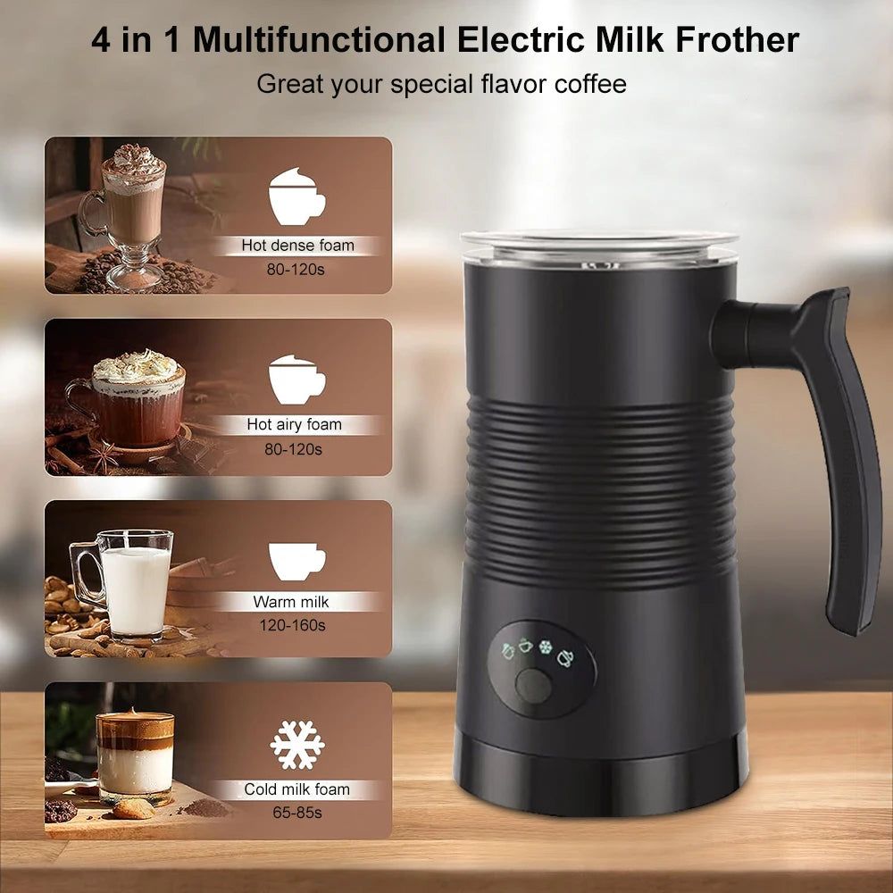 Elektrisk melkeskummer for kaffe, cappuccino og latte – 4 i 1
