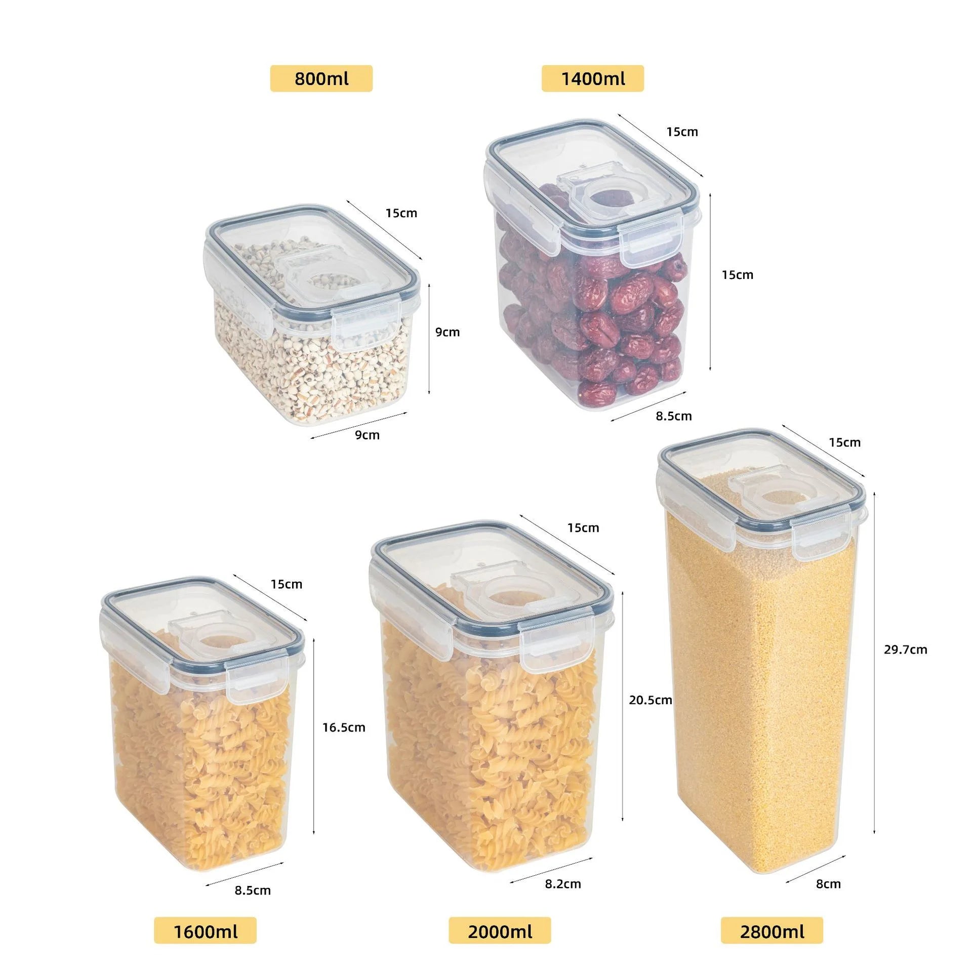 Airtight Food Storage Containers with Lid Pantry Organizer Cereal Dispenser Cereal Containers Food Storage Box Kitchen Organizer
