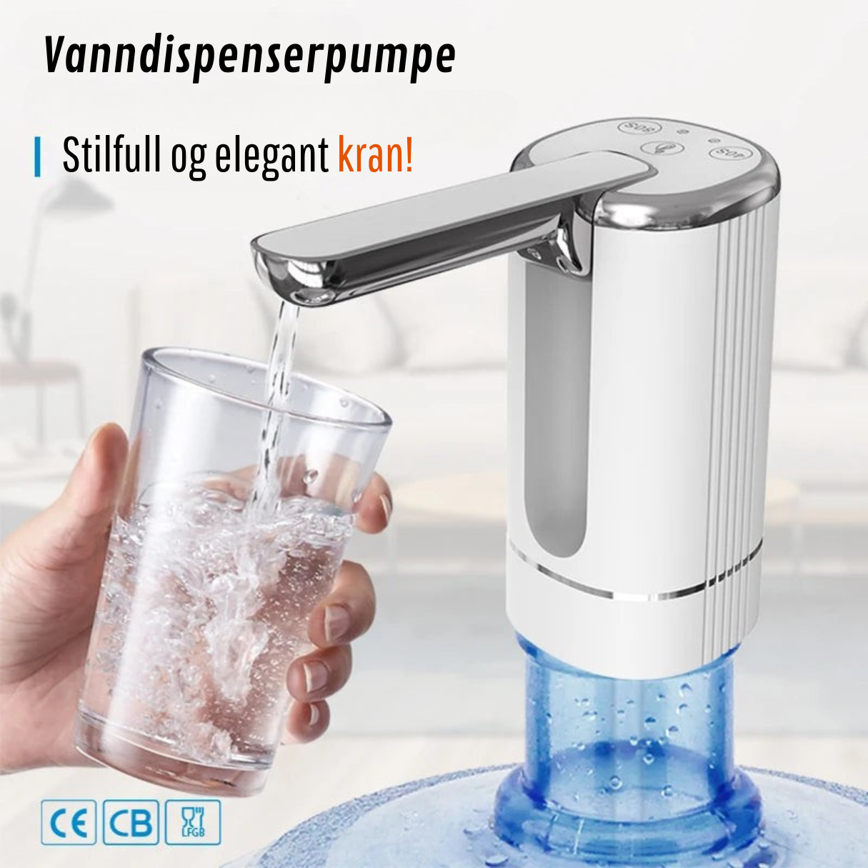 Elektrisk vanndispenser til flaske