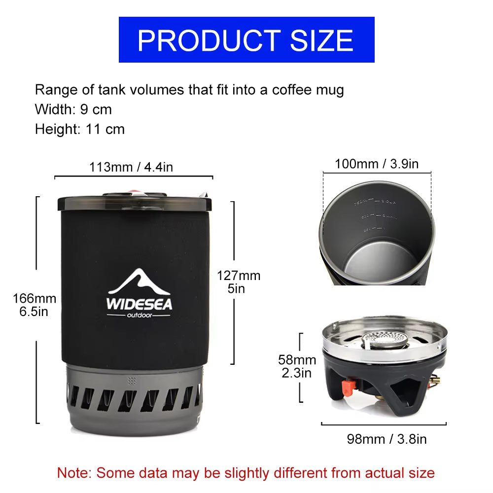 Camping Cooking System with Heat Exchanger Outdoor Gas Stove Burner Tourist Coffee Pot Cup Cookware Tableware Tourism