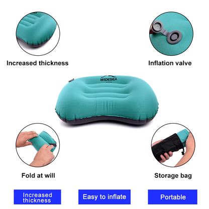 Portable Inflatable Pillow Camping Equipment Compressible Folding Air Cushion Outdoor Protective Tourism Sleeping Gear
